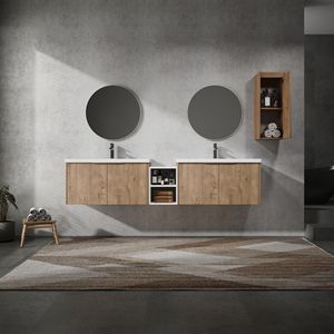 84\" Wall Mounted Bathroom Vanity Sink <b>Side</b> Cabinet Soft Close Doors 00112IMO 00636IMOx2 0612GWH Combination Cabinet Bathrooms - Product Image 1