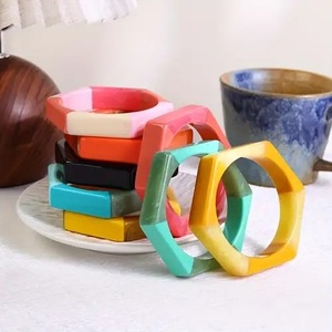 Vintage Colorful Resin <b>Acrylic</b> Luxury Resin Bangles for Women Wedding Gift Crescent Crafts Home Decoration - Product Image 2