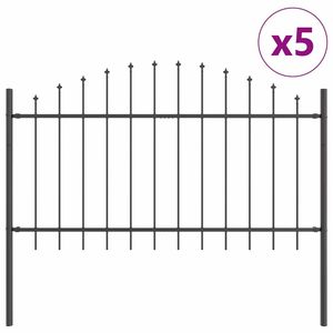 Valla de Jardín de Acero con Recubrimiento en Polvo Gris de 5 Piezas, 170 x 140 cm, Placa Decorativa - Product Image 2