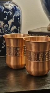 Copper glasses premium water <b>cup</b> set ayurvedic health drinkware eco friendly <b>reusable</b> durable for home kitchen use - Product Image 4