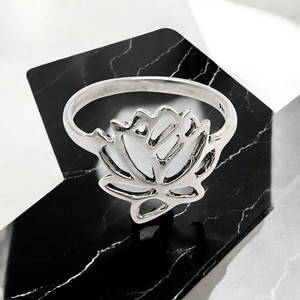 Sterling Silver <b>Lotus</b> Flower Ring Bohemian Style Unisex Everyday Wear Jewelry 925 Silver Fine Hand Crafted Fashionable Jewelry - Product Image 2