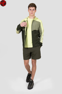 Men Color Block <b>Tracksuit</b> Set Lightweight Windproof Jogging Jacket and Shorts Set Custom Logo Sportswear Suit - Product Image 2
