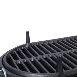 Oval 100% Cast Iron Enameled Durable Small Camping Grill Portable Outdoor Tabletop Charcoal Grill with Cast Iron Skillet - Product Image 2