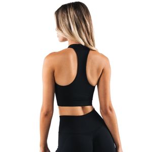 Black se Womens Seamless Quarter <b>Zip</b> Halter <b>Crop</b> Top Breathable Stretch Workout Top for Yoga Gym Running Fitness Training - Product Image 3