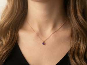 Amethyst Pendant 925 Sterling <b>Silver</b> 14K Rose Gold Plated February Birthstone Natural Gemstone Gift - Product Image 5