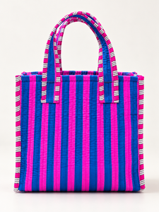 Bolso Tote de Algodón Acolchado Veer Handicrafts, Estampado Tropical Bohemio, Asas Verdes a Rayas, Cierre de Cremallera, para Viajes Diarios y Playa - Product Image 3