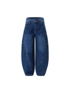 กางเกงยีนส์เดนิมทรงหลวมสำหรับผู้ชาย สไตล์ High Street แต่งลายปะติด ล้างสีแบบ Stone Washed ผลิตจากผ้าฝ้าย แฟชั่นทันสมัย รับผลิตตามแบบ OEM - Product Image 2