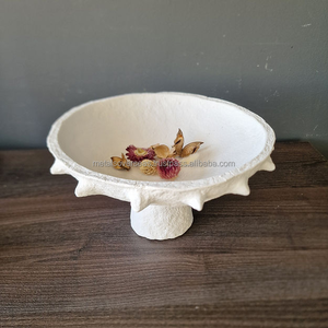 Cuenco Decorativo de Papel Maché Blanco Hecho a Mano, Ecológico, Estilo Art Deco, Centro de Mesa Escultural, Ligero, con Base - Product Image 4