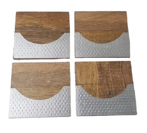 Los últimos posavasos cuadrados de metal de madera para bebidas, precio barato, tazas de mesa y vasos, alfombrillas y almohadillas, uso de calidad superior para interiores y exteriores - Product Image 1