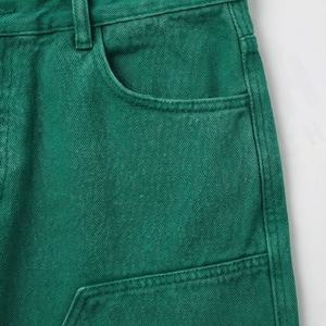 กางเกงยีนส์ขาสั้นผู้ชายแบบฟอกกรด แต่งผ้าปะติด ตะเข็บสีสดใส ทรงหลวม ขากว้าง สไตล์วินเทจ ลำลอง แฟชั่น - Product Image 5