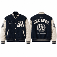 Veste universitaire en laine marine et cuir personnalisée pour hommes, broderie chenille, veste bomber universitaire, veste de baseball streetwear OEM