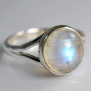 Rainbow Moonstone <b>Ring</b> 925 Sterling <b>Silver</b> Handmade <b>Statement</b> Promise <b>Ring</b> for Women Boho Round June Birthstone Jewelry - Product Image 1