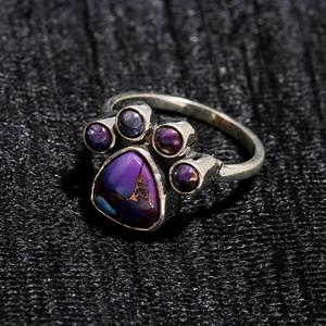 High Quality Purple Copper <b>Turquoise</b> <b>Ring</b> for Women Girls 925 Sterling Silver Jewelry Fine Silver Bulk Wholesale Jewelry Party - Product Image 2
