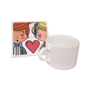 Posavasos Cuadrado de Cerámica para Bodas, Recuerdo Personalizado para Recién Casados, 110 mm de Diámetro, 7 mm de Grosor - Product Image 2