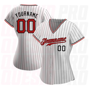 Maillots de baseball d'équipe pas chers pour fournisseurs – Maillot de baseball authentique sans limite de taille, blanc, noir, rayé, rouge-noir - Product Image 2