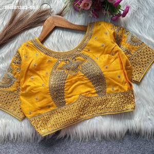 Premium Collection Silk With Heavy Embroidered with Animal-Motif Design Padded Sleeve <b>Blouse</b> Collection Supplier from Surat - Product Image 5
