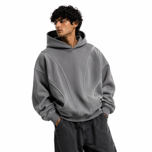 High Quality Custom <b>Men's</b> Fleece <b>Pullover</b> Hoodie Relaxed Fit Panel Stitch Oversized Fit Long Sleeve Sweatshirts for B2B Sourcing - Product Image 1