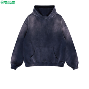 Unisex Heavyweight French Terry Regular Fit Winter Pullover Hoodie Acid washed 100% cotton <b>Drop</b> Shoulder Hoodie for Men - Product Image 4