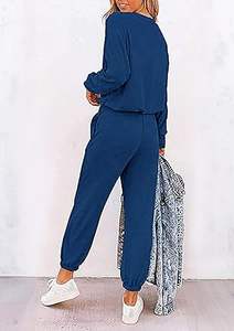 Survêtements à manches longues pour femmes, conçus sur mesure, tenue de détente en deux pièces pour l'automne - Product Image 5