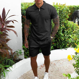 Conjunto Deportivo Personalizado con Logotipo, Camiseta Polo y Pantalones Cortos con Cremallera, Trajes de Color Sólido de Secado Rápido para Hombre - Product Image 4