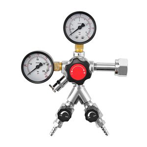 Régulateur de CO2 double manomètre double vanne 0-60 PSI, pression réglable, robuste, pour machines de distribution de bière en fût - Product Image 1