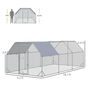 Pollaio Grande Argento 5,7m x 2,8m x 1,9m per 15-18 Galline, Design Walk-In, Recinto da Giardino, Casetta per Polli - Product Image 3