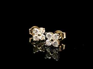 Lab Grown Round Cut Diamond Floral Cluster <b>Stud</b> <b>Earrings</b> 14K Solid Gold <b>Fine</b> Jewelry Wedding Party Bridal Gift for Partners - Product Image 3