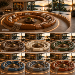 Sofá Modular de Cuero Genuino de Lujo, Sofá Curvo para Conversación, Ideal para Villas, Resorts, Hoteles, Clubhouses, Casas de Vacaciones, Estilo Moderno - Product Image 5