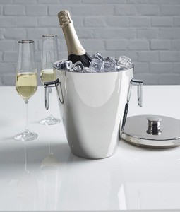 Cubo de hielo metálico decorativo moderno para almacenamiento de hielo, enfriamiento de vino, champán y cerveza con accesorios de bar premium. - Product Image 2