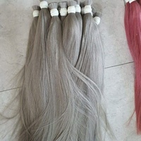 Meilleures ventes en ligne! Extensions de cheveux humains vietnamiens bruts blond cendré VRAC avec élastique Cheveux humains lisses et brillants