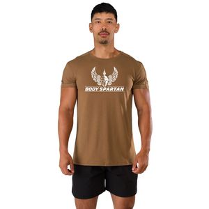 Camiseta Deportiva Ajustada de Algodón Suave para Hombre, Color Marrón Camel, para Entrenamiento, Fitness, Estilo Casual - Product Image 1