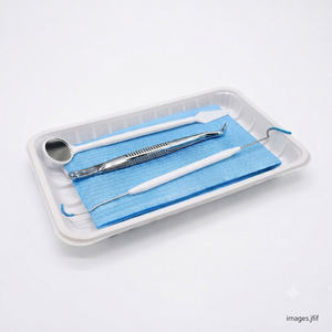 Kit d'instruments dentaires jetables blancs, outils d'examen dentaire manuels, certifiés CE, poignée moletée, Classe I - Product Image 5