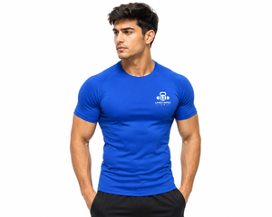 <b>Men</b> Blue <b>Compression</b> Gym T <b>Shirt</b> Quick Dry Fitness Workout Tee Moisture Wicking Athletic Training Running Sportswear Custom Logo - Product Image 1