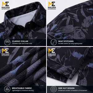 เสื้อตกปลาผู้ชาย UPF 50 ลายพืช แห้งเร็ว โพลีเอสเตอร์ แขนสั้น ติดกระดุม ไซส์ผู้ใหญ่ - Product Image 4