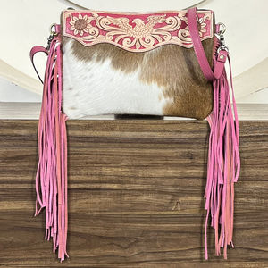 Nouveau Sac à Bandoulière en Cuir Rose Gravé 2026 avec Franges, Motif Floral Aigle Western, Grande Capacité, Sac de Soirée - Product Image 4
