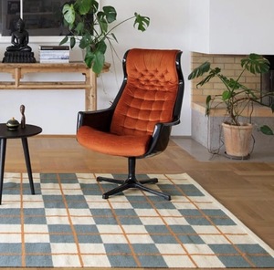 Alfombra de Área de Tejido Plano Geométrico Contemporáneo Hecha a Mano 100% Lana, Azul Marfil, Pelo Medio, para Sala de Estar, Lavable, con Respaldo Reversible - Product Image 2