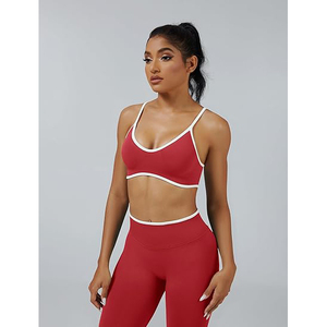 Conjunto de Yoga Racerback para Mujer: Sujetador Deportivo con Espalda Cruzada y Leggings de Cintura Alta con Bolsillos, Efecto Levantamiento de Glúteos, Ropa Deportiva de Nylon y Spandex - Product Image 2
