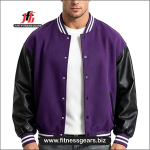 JUST FITNESS GEARS Men's Custom Eco-Friendly Heated Breathable <b>Varsity</b> <b>Jacket</b> <b>Red</b> <b>Black</b> Front Embroidery Stand Casual Winter - Product Image 4