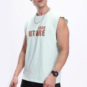 Débardeur sans manches pour homme à col rond, imprimé motif Dark Future, coupe classique, en coton tricoté, style décontracté - Product Image 3