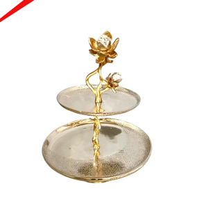 Top Seller Designer Stainless Steel Metal 2 <b>Tier</b> <b>Cake</b> Stand Gold Plated for Kitchen and Baking Item - Product Image 3