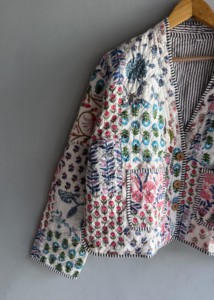 Floral Embroidered <b>Quilted</b> <b>Jacket</b> Women's Cotton V-Neck Long Sleeve Spring Coat Handmade Patchwork <b>Pattern</b> gift for her - Product Image 2
