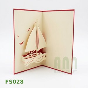 Cartes de vœux 3D pop-up personnalisées de haute qualité, style bateau, à deux cartes, découpées, faites à la main en papier, pour Thanksgiving, remerciements, cadeau - Product Image 2
