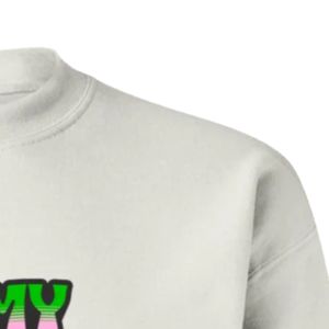 Sudadera de cuello redondo con estampado 'White Love My Pink & Green', de manga larga, puños acanalados, informal, de forro polar para mujer, estilo urbano - Product Image 2