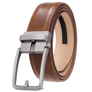 Men's Premium Quality Classic Casual Cow Hide Genuine Leather Belt Alloy <b>Square</b> Buckle <b>Adjustable</b> Length Eco-Friendly Heavy Duty - Product Image 4