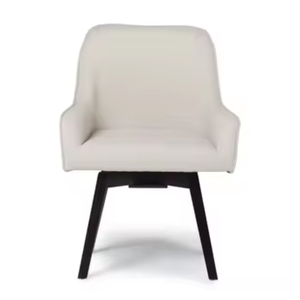 Chaise de salle à manger minimaliste blanche rembourrée, fauteuil une place, assise souple, pieds en bois pour salle à manger, maison, hôtel, mobilier - Product Image 1