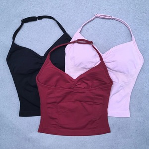 Gym Top <b>Backless</b> Gym Clothes Women Scrunch <b>Bra</b> Removable Cups Yoga Tank Workout Outfits Tops Sports Vest - Product Image 2