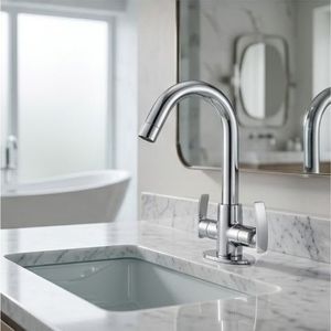 Central Hole Basin Mixer With <b>Swinging</b> Spout Brass Chrome Wall-Mounted 112 Pillar Cock <b>Single</b> Handle Modern Faucet Apartment - Product Image 1