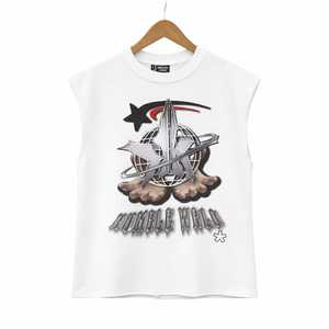 High-quality 100% Cotton <b>Knitted</b> Acid-washed Men's Regular Fit Punk-style Summer Vest Retro Custom-made Streetwear tank Top - Product Image 1