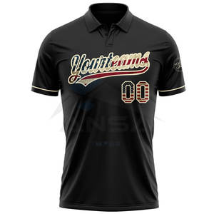 Polo de golf personnalisé noir vintage-crème Performance Vapor, respirant et anti-humidité, pour l'entraînement de golf - Product Image 2