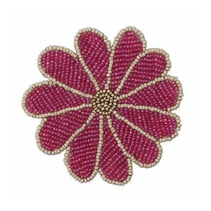 Flower Design Glass <b>Beads</b> <b>Coaster</b> Set of 4 Hand Embroidery Tea Coffee Mug <b>Coaster</b> Dining Table Use Home Festive Occasion <b>Coaster</b> - Product Image 1